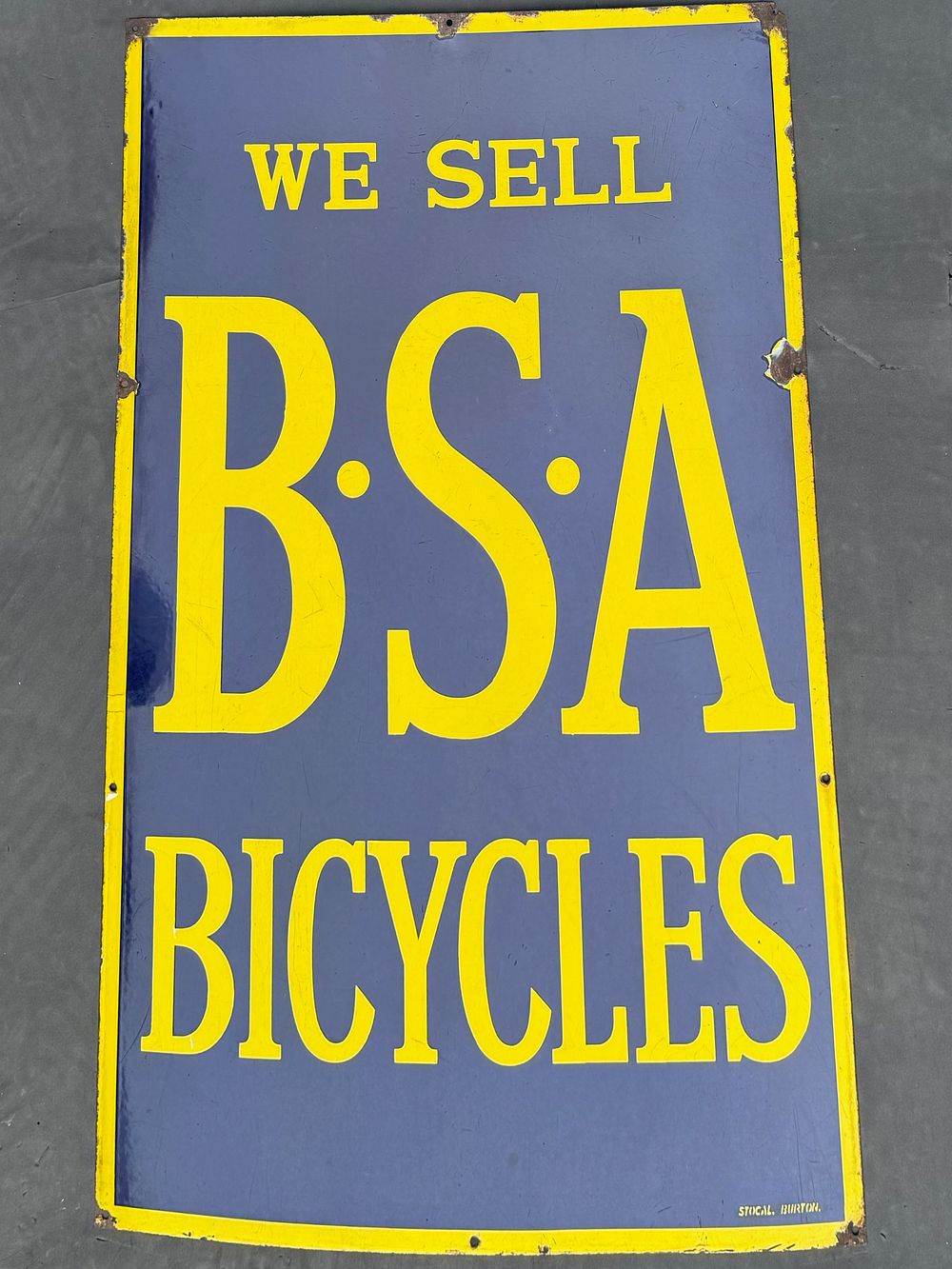 Lot 233: A B.S.A. bicycles enamel advertising sign