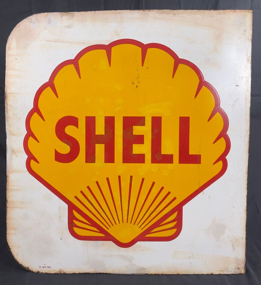 Lot 261: A Shell Enamel Sign – Yellow & Red...