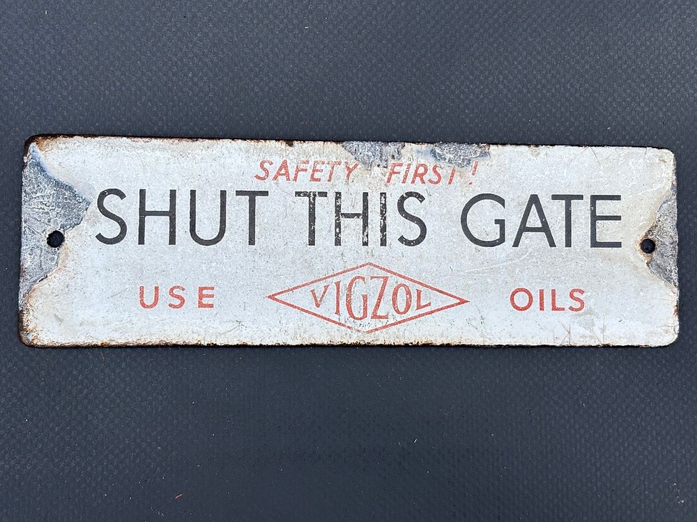 Lot 267: A Vizgol Oils Gate Sign Small and unusual...