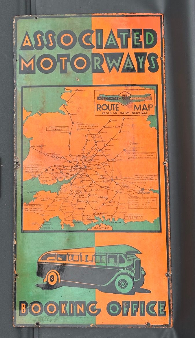 Lot 269: An Associated Motorways Art Deco Enamel Sign Cheltenham...