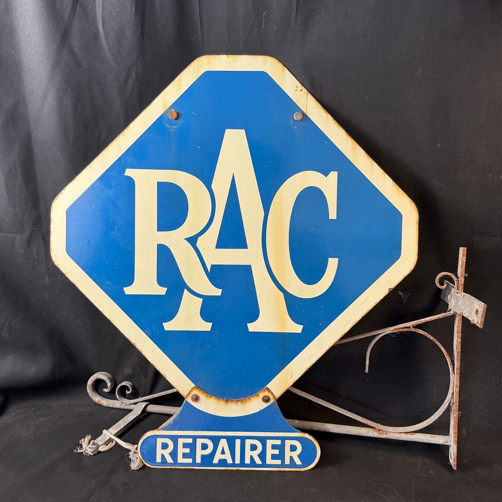 Lot 207: Royal Automobile Club Double-Sided Repairer Enamel Advertising Sign