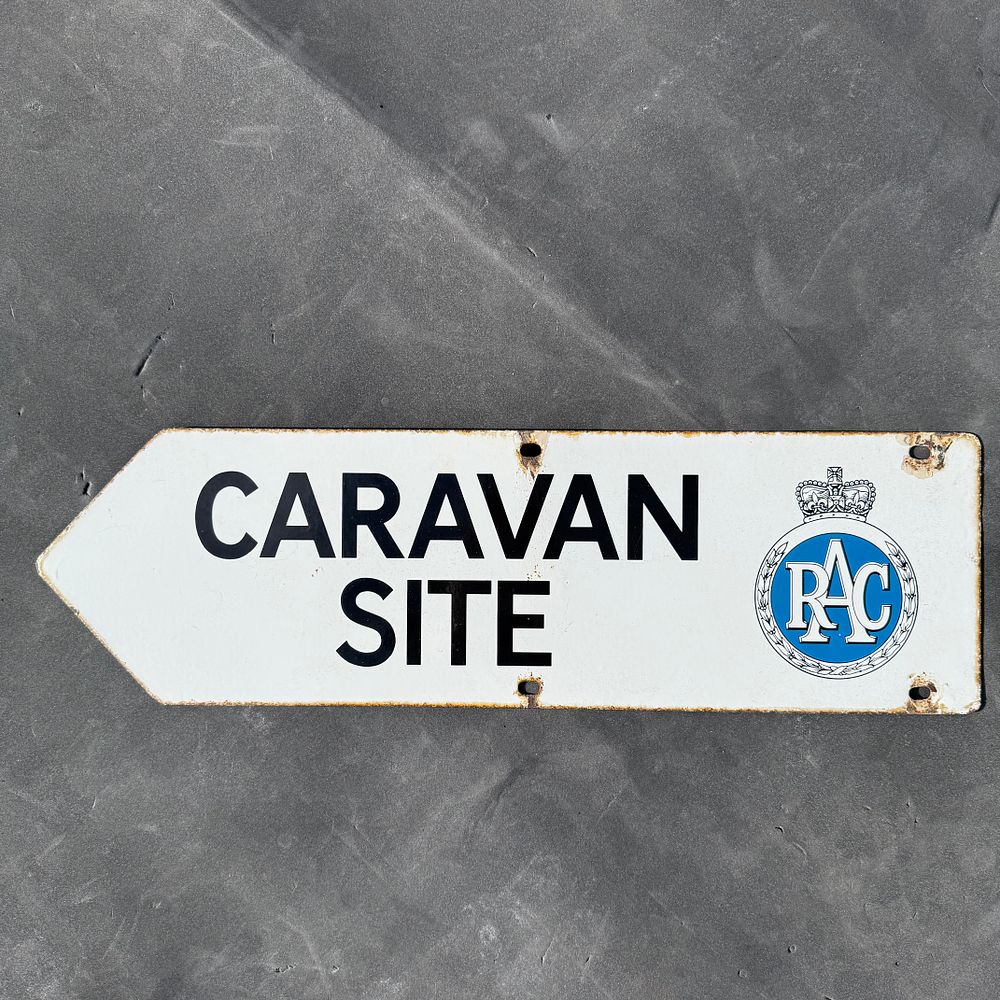 Lot 226: RAC Caravan Site Double-Sided Enamel Sign