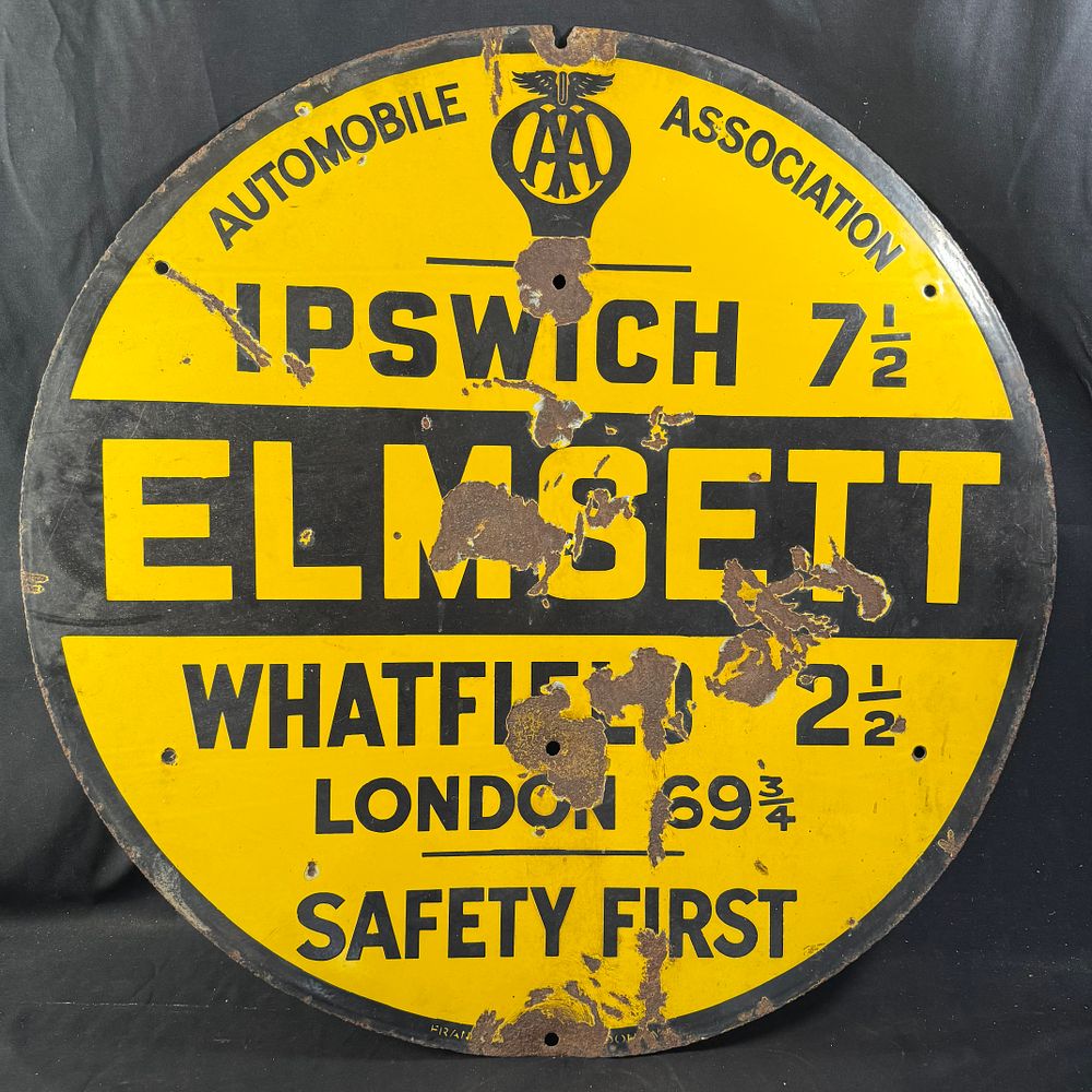 Lot 223: Automobile Association Village Road Enamel Sign