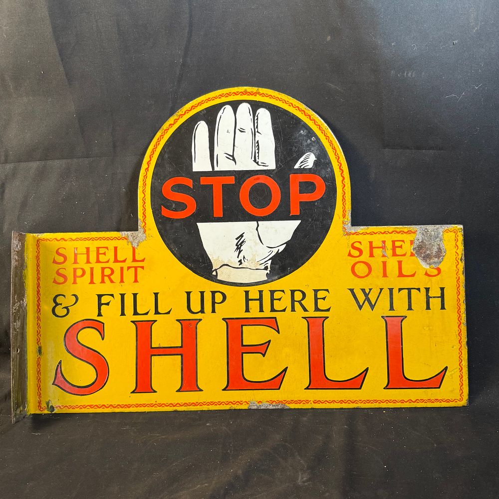 Lot 221: Shell Enamel Advertising Flange Sign