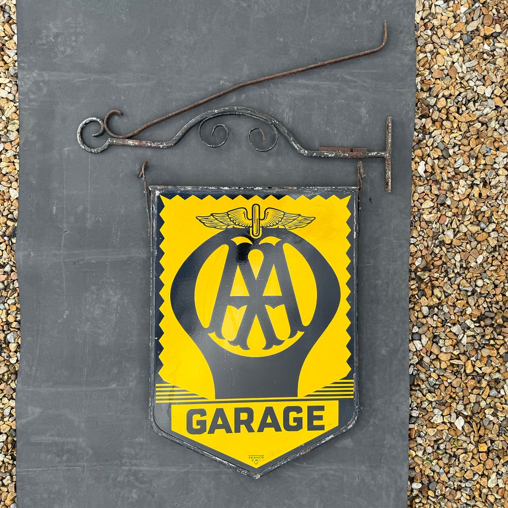 Lot 208: AA Garage Enamel Hanging Sign