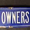 Enamel All Cars At Owners Risk Sign. Rectangular cobalt blue enamel sign with white "ALL CARS AT Image - 2