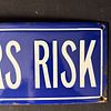 Enamel All Cars At Owners Risk Sign. Rectangular cobalt blue enamel sign with white "ALL CARS AT Image - 3