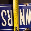 Enamel All Cars At Owners Risk Sign. Rectangular cobalt blue enamel sign with white "ALL CARS AT Image - 6