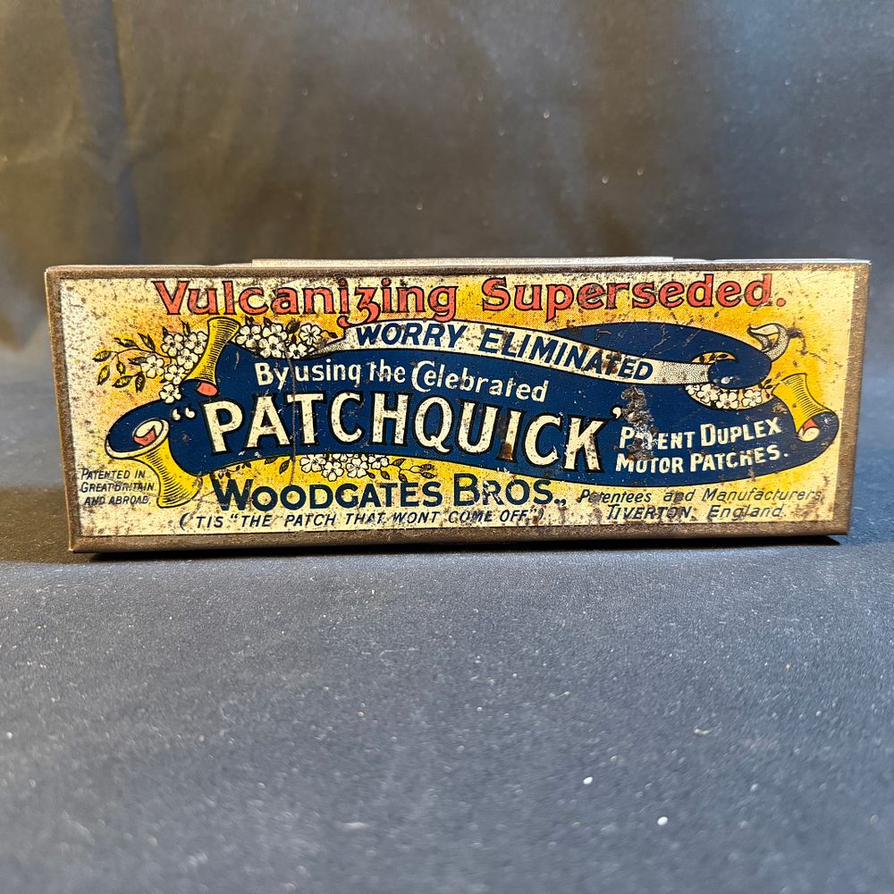 Lot 192: Woodgate Bros Patchquick Patent Duplex Motor Patches Tin