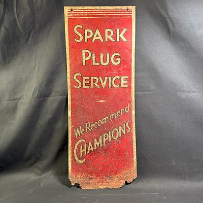 Champion Spark Plug Service Tin Advertising Sign. Champion Spark Plug Service sign in painted 