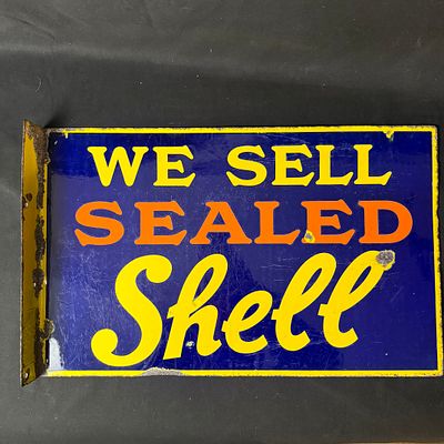 We Sell Sealed Shell Double Sided Enamel Flange Sign. Double-sided flanged enamel advertising 