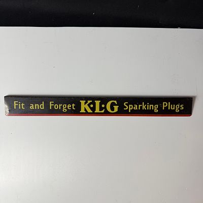 KLG Sparking Plugs Metal Advertising Shelf Strip. KLG Sparking Plugs metal advertising shelf 