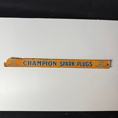 Champion Spark Plugs For All Motors Advertising Showcard Sign. Champion Spark Plugs advertising 