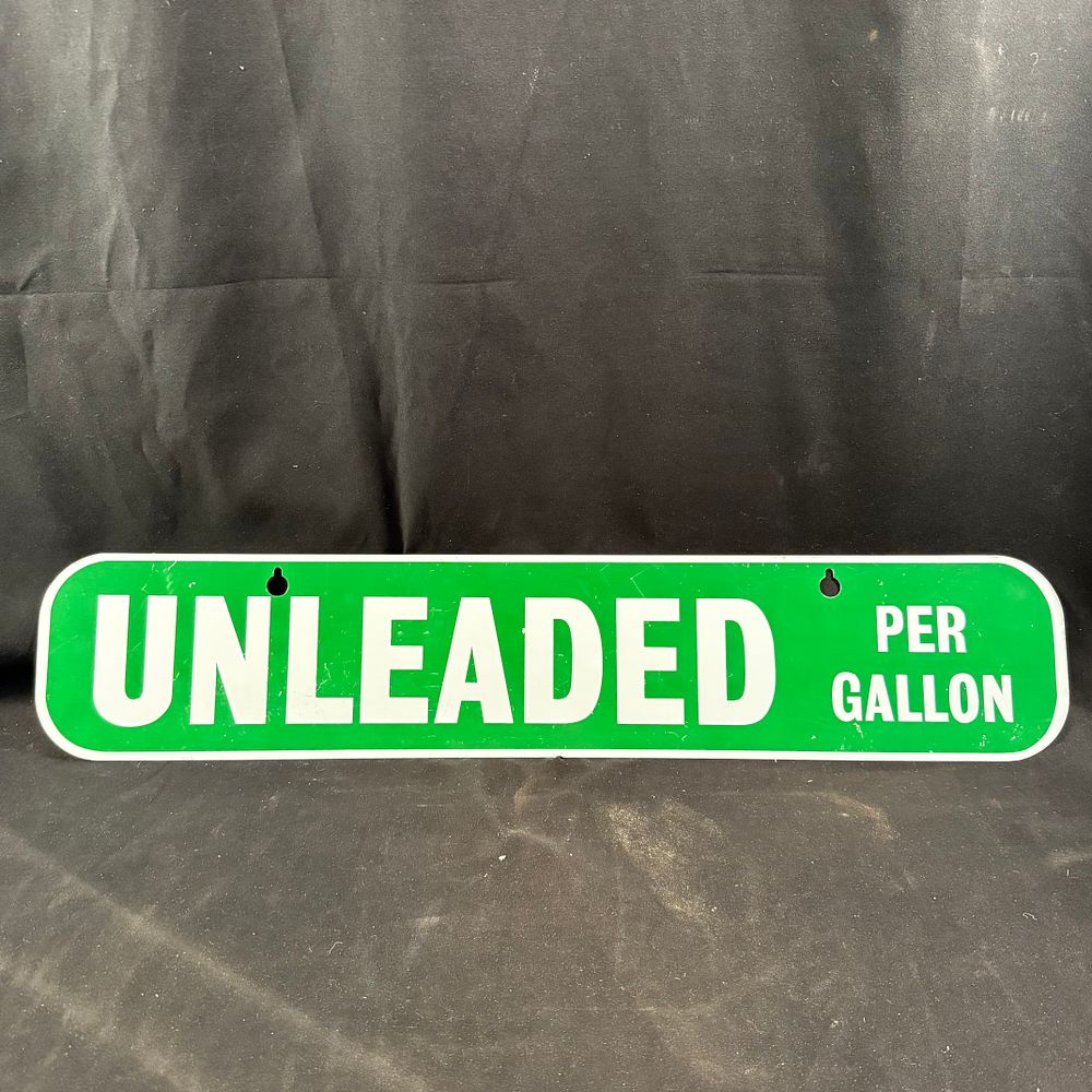 Lot 259: Unleaded Petrol Advertising Sign
