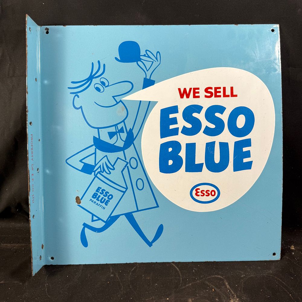 Lot 279: Esso Double-Sided Enamel Flange Sign Porcelain