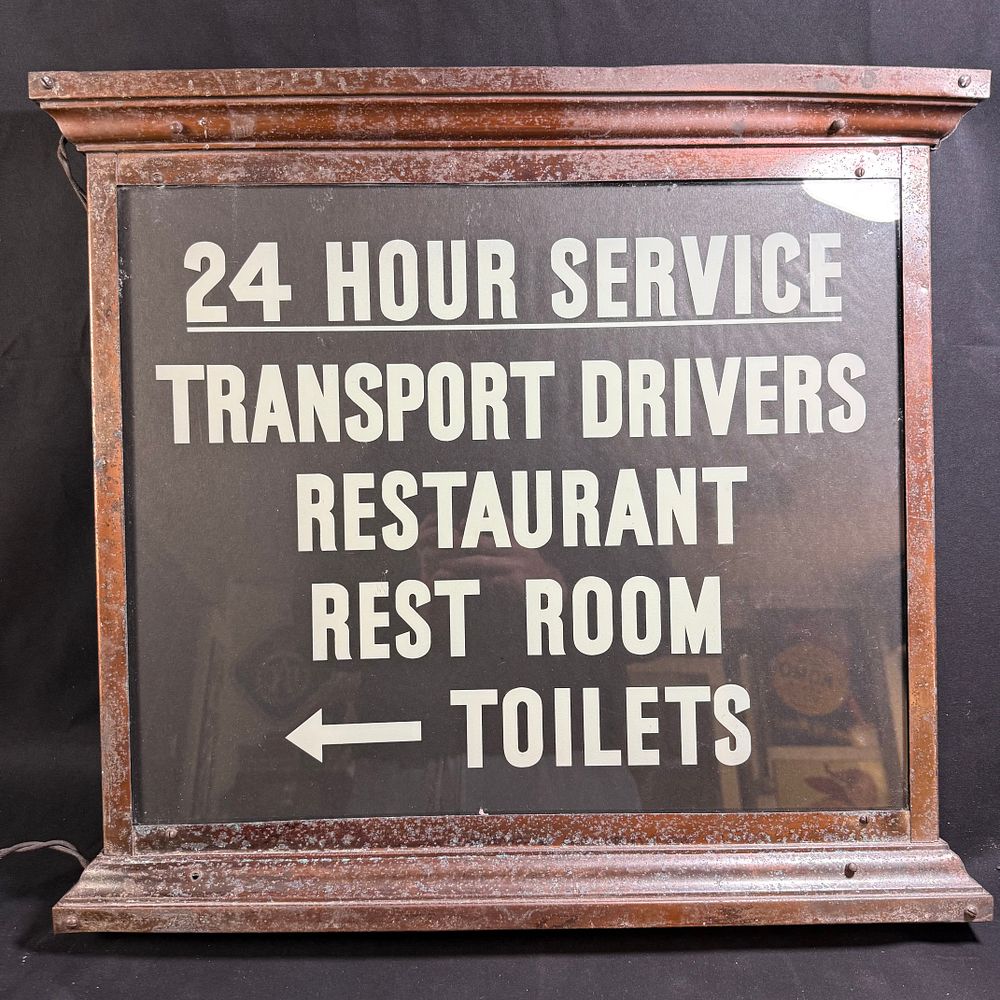 Lot 250: Double-Sided Illuminated Service Station Directional Sign