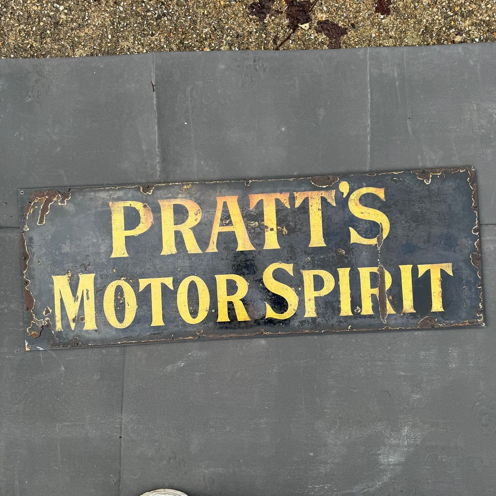 Lot 154: Pratt's Motor Spirit Enamel Sign