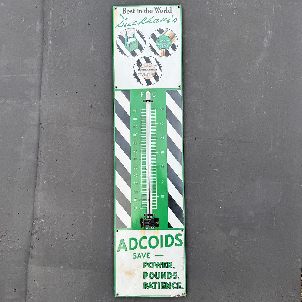 Lot 153: Duckham's Adcoids Enamel Advertising Wall Thermometer