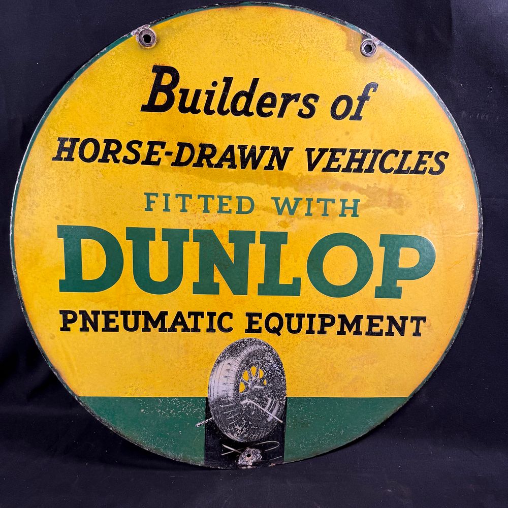 Lot 219: Dunlop Circular Enamel Advertising Sign