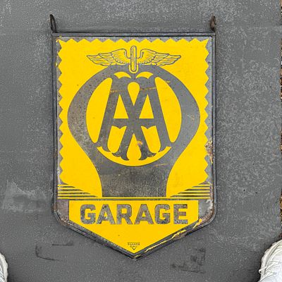 AA Garage Metal Hanging Sign by Franco. Single-sided metal Automobile Association (AA) garage 