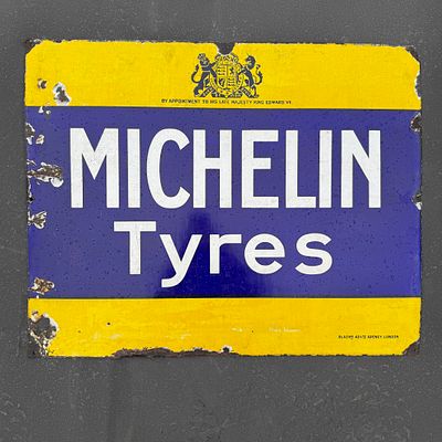 Michelin Tyres Enamel Advertising Sign. Pre-WWI Michelin Tyres enamel sign. Tricolour horizontal 