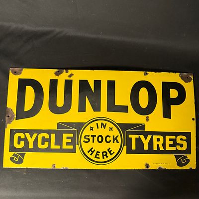 Dunlop Cycle Tyres Enamel Advertising Sign. Dunlop cycle tyres enamel sign by Imperial Enamel 