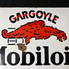 Gargoyle Mobiloil Vacuum Oil Company Enamel Flange Sign. White flanged enamel sign with red Image - 4