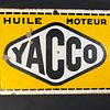 Yacco Huile Moteur Enamel Advertising Sign. Rectangular yellow, black, and white enamel sign for Image - 1