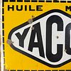 Yacco Huile Moteur Enamel Advertising Sign. Rectangular yellow, black, and white enamel sign for Image - 2