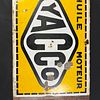 Yacco Huile Moteur Enamel Advertising Sign. Rectangular yellow, black, and white enamel sign for Image - 4