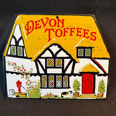 Devon Toffees Enamel Advertising Sign (Dodo design 1980's). Die-cut enamel Devon Toffees sign 