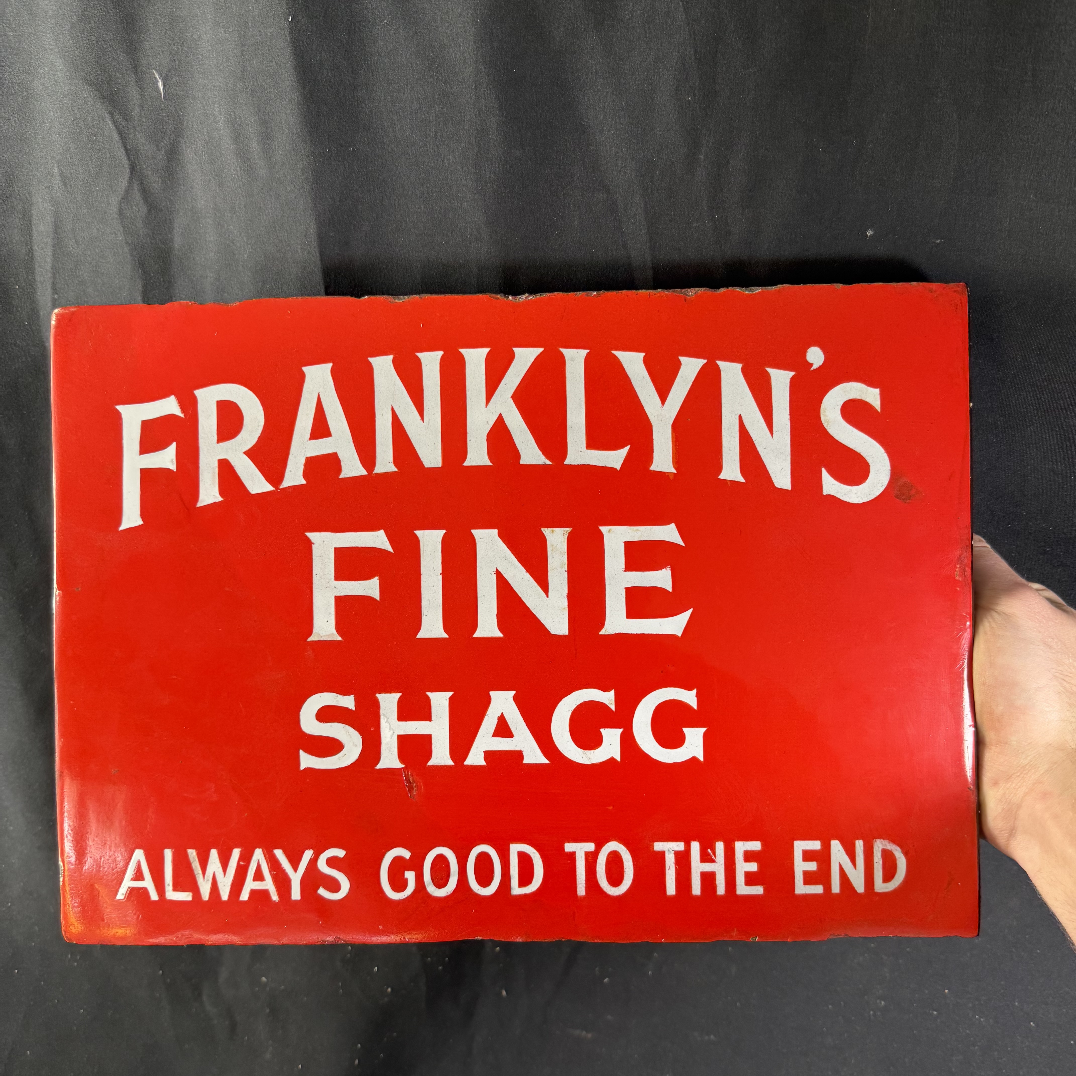 Lot 53 - Franklyn's Fine Shagg Tobacco Enamel Flange... | AP saleroom