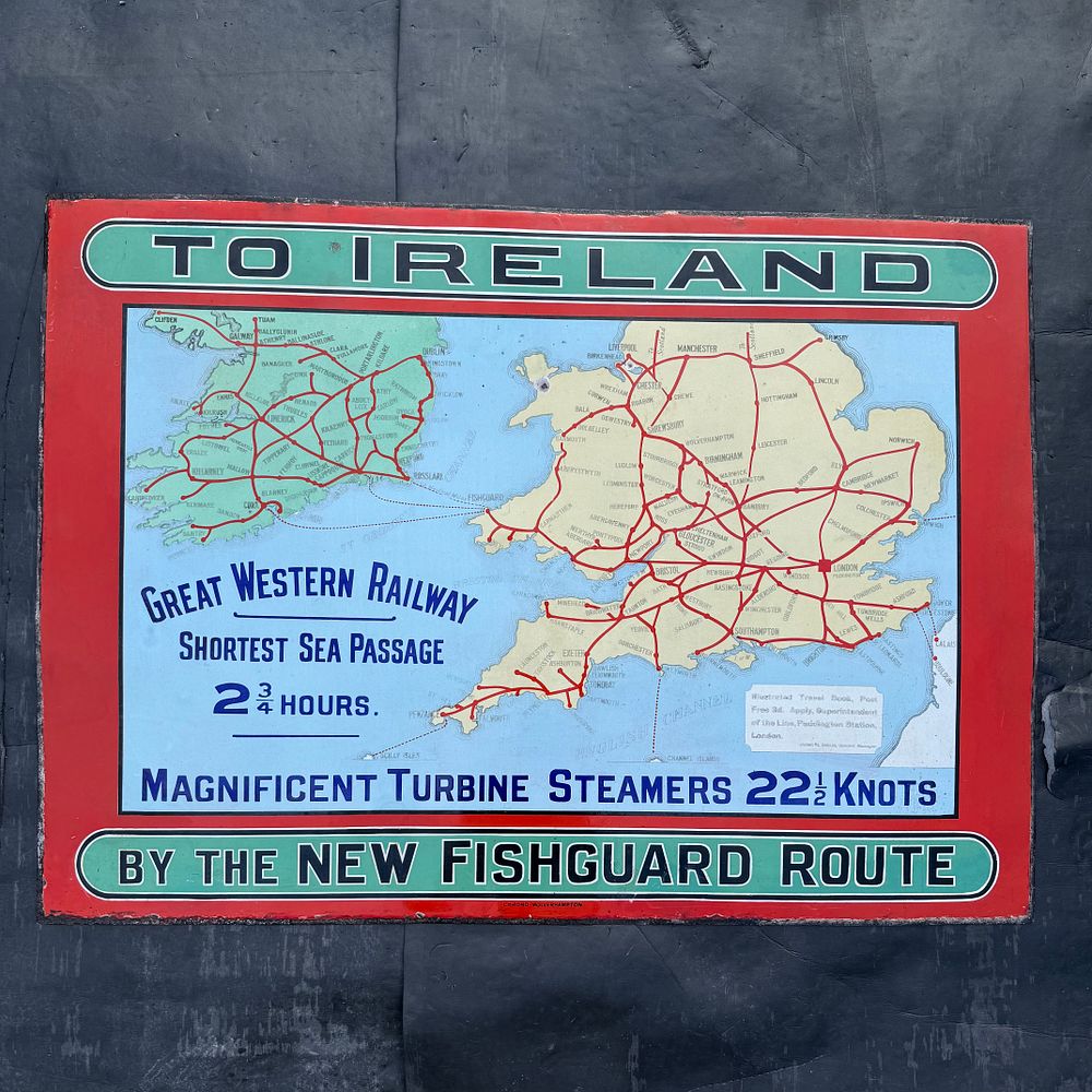 Lot 173: Great Western Railway Pictorial Map Enamel Advertising Sign
