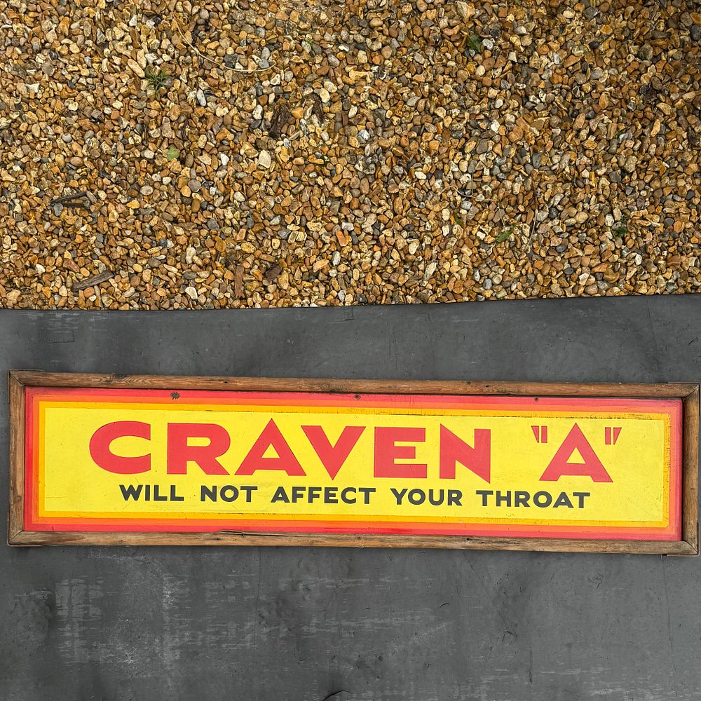 Lot 175: Craven A Enamel Advertising Sign in wooden frame