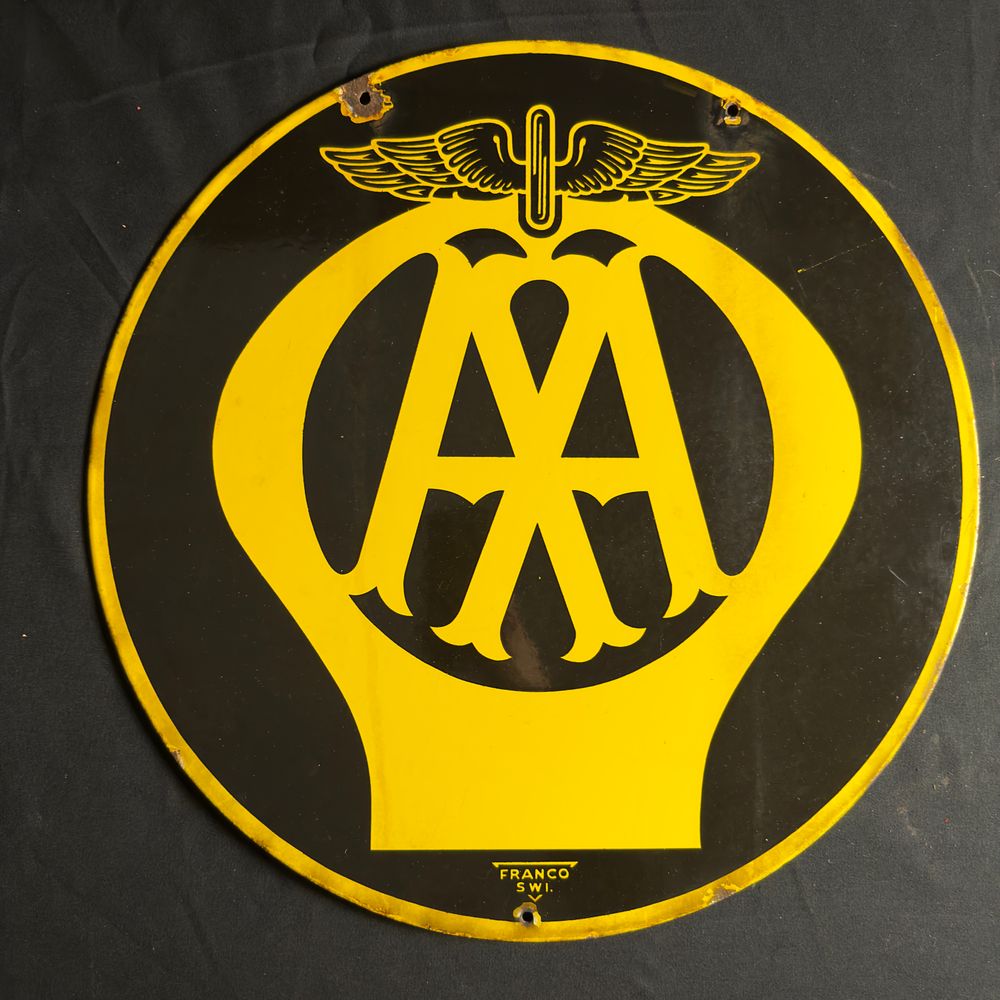 Lot 227: AA Double-Sided Enamel Sign
