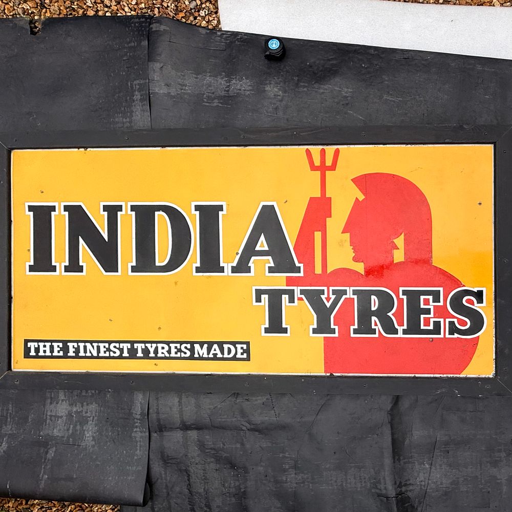 Lot 161: India Tyres Large Enamel Advertising Sign
