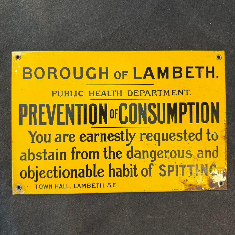 Lot 201: Borough of Lambeth Enamel Public Health Sign