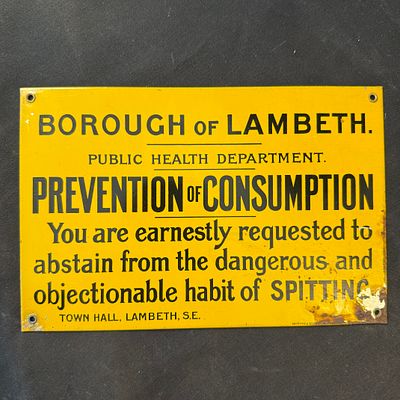 Borough of Lambeth Enamel Public Health Sign. Municipal public health sign from the Borough of 
