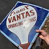 Vantas Enamel Advertising Sign. Diamond-shaped with cobalt blue background and soda fountain Image - 4