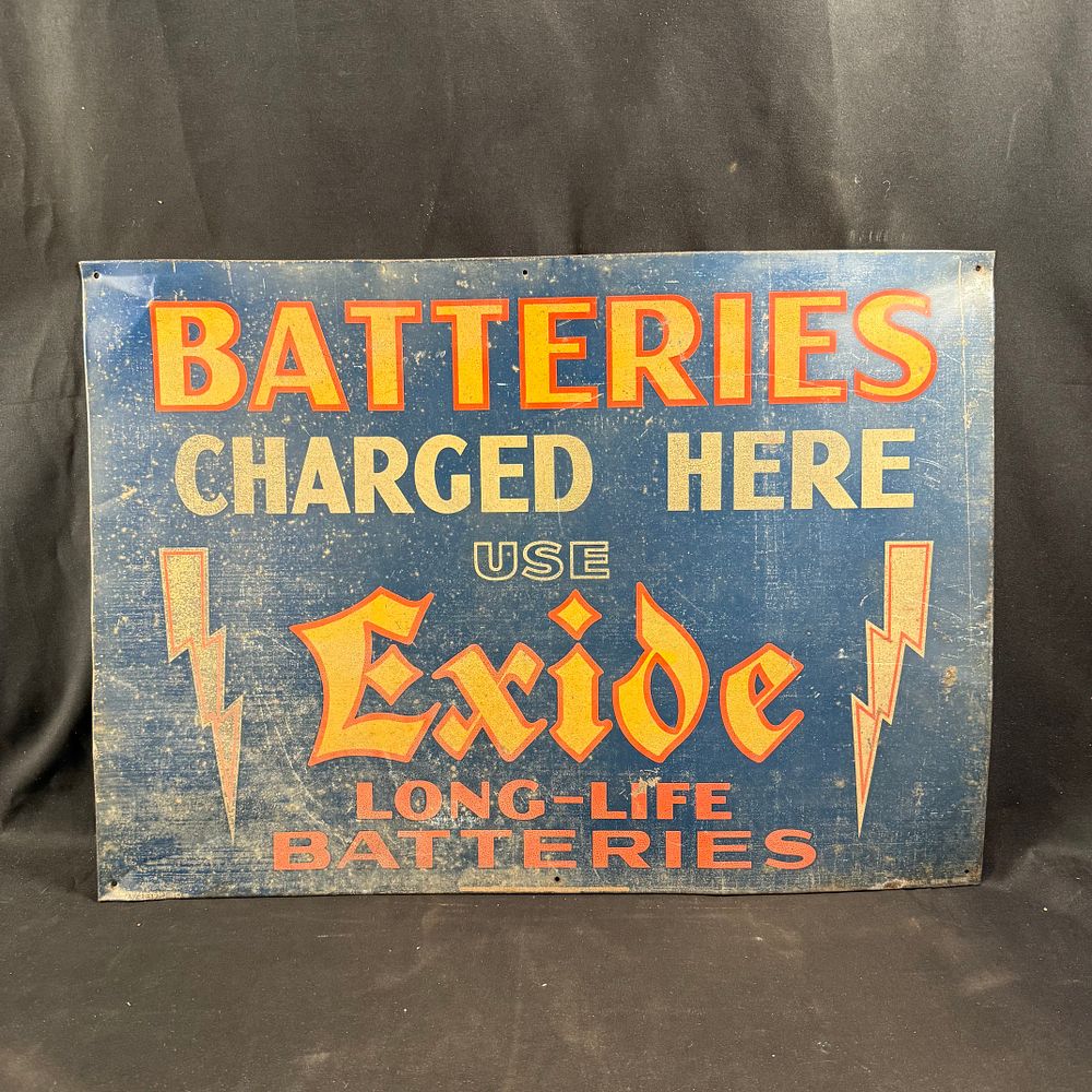 Lot 218: Exide Tin Advertising Sign