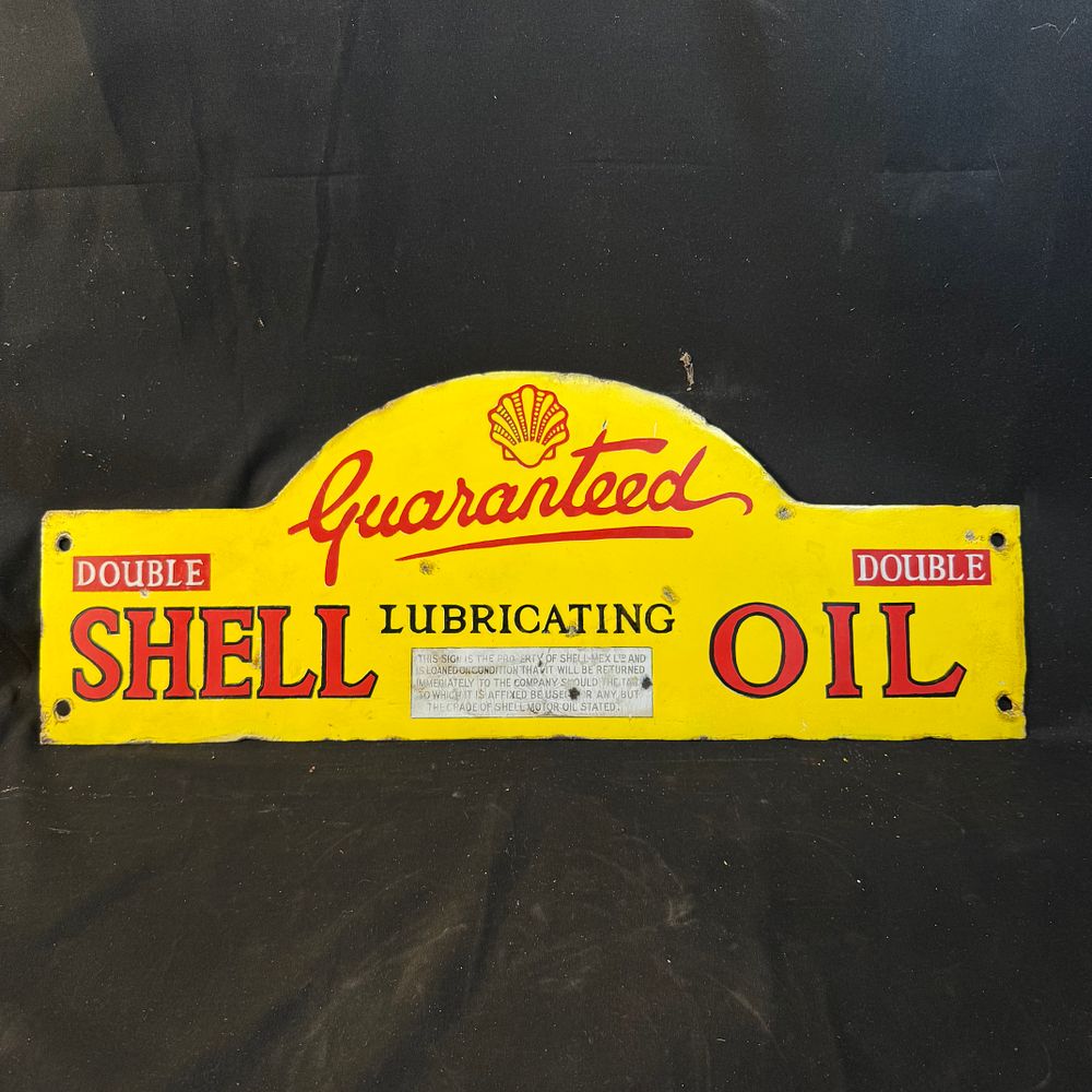 Lot 220: Shell Lubricating Oil Enamel Advertising Sign