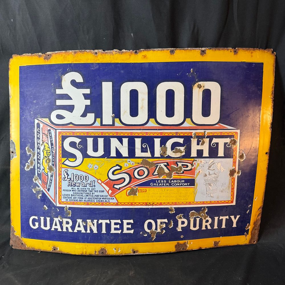 Lot 177: Sunlight Soap Enamel Advertising Sign