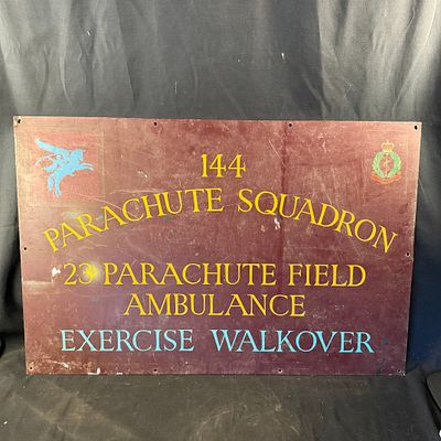 British Airborne Forces Painted Aluminium 144 Parachute Squadron Sign. British Airborne Forces 