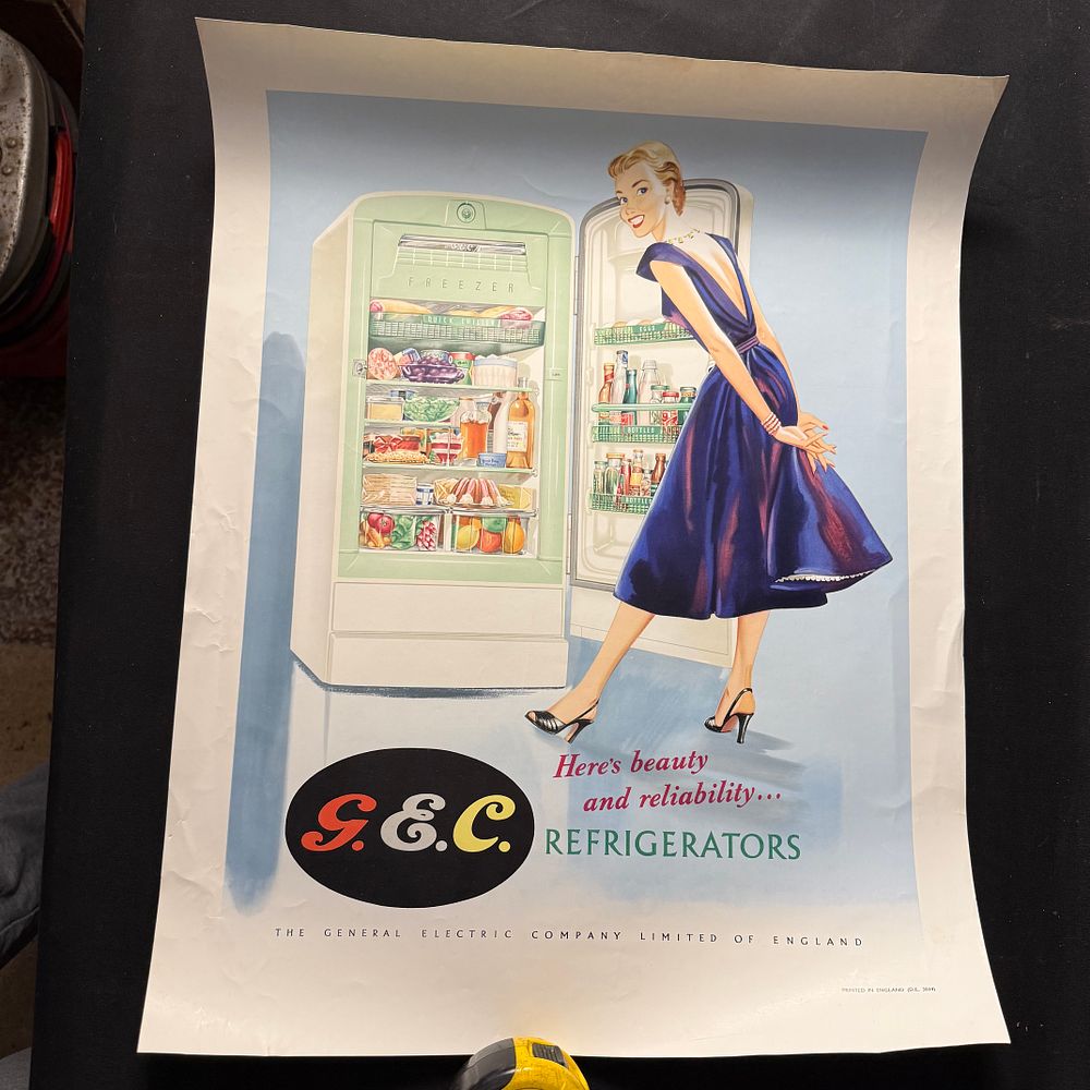 Lot 198: G.E.C. Refrigerator Paper Advertising Poster