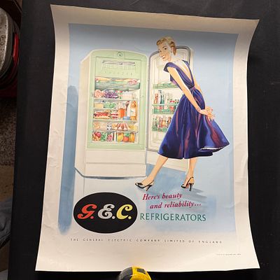 G.E.C. Refrigerator Paper Advertising Poster. G.E.C. Refrigerator advertising poster. 
