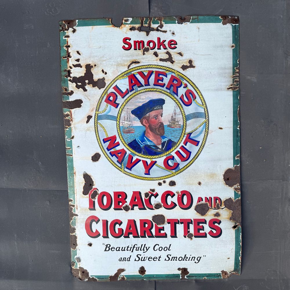 Lot 183: Player's Navy Cut Enamel Advertising Sign