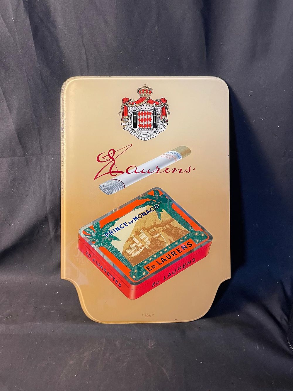 Lot 152: Ed. Laurens Prince de Monaco Advertising Sign, Reverse-Painted Glass, Circa 1930s-1950s