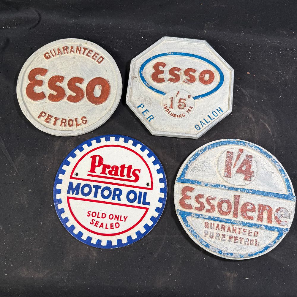 Lot 299: Esso and Pratts Advertising Signs Cast Aluminium