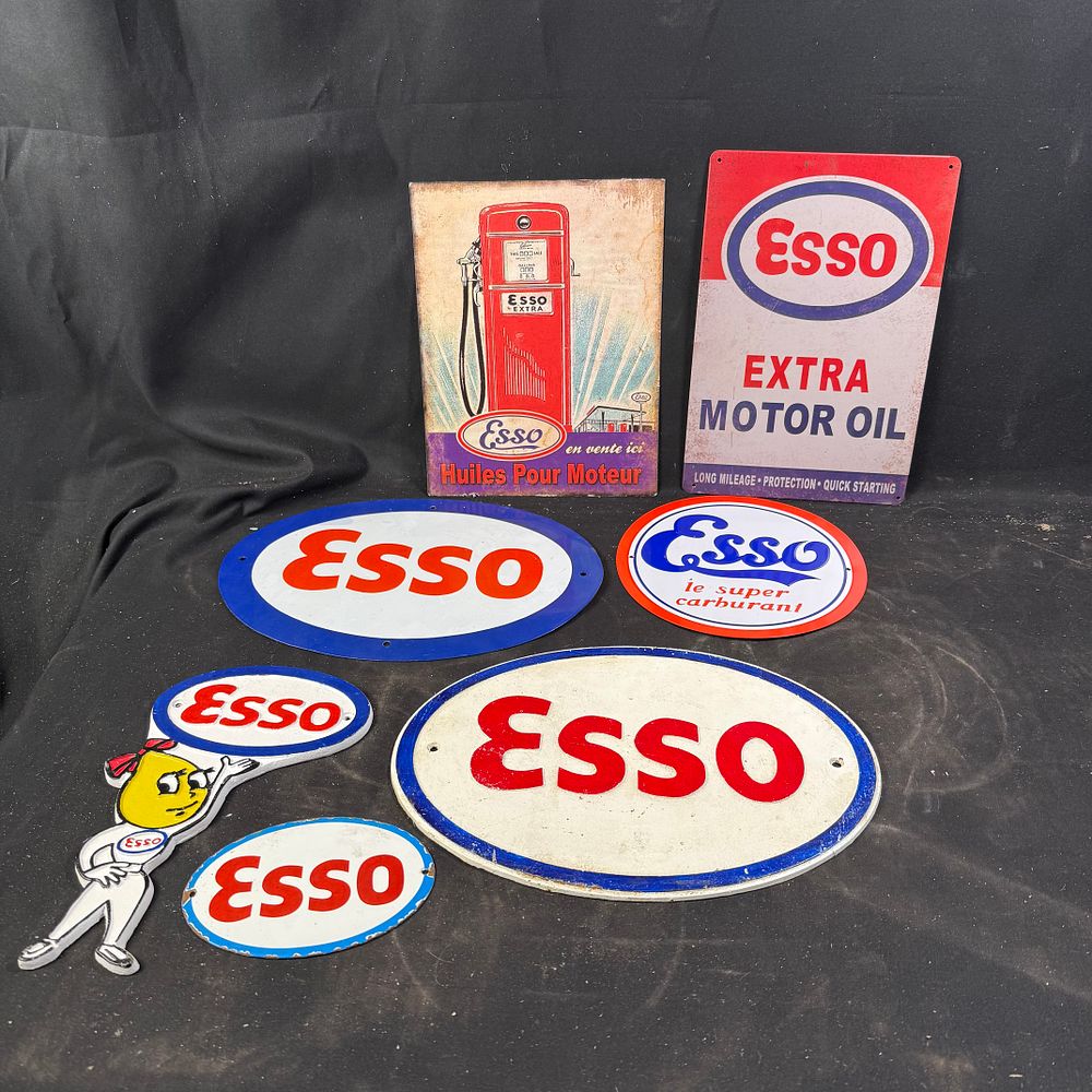 Lot 306: Esso Advertising Sign and Character Collection Porcelain and Tin