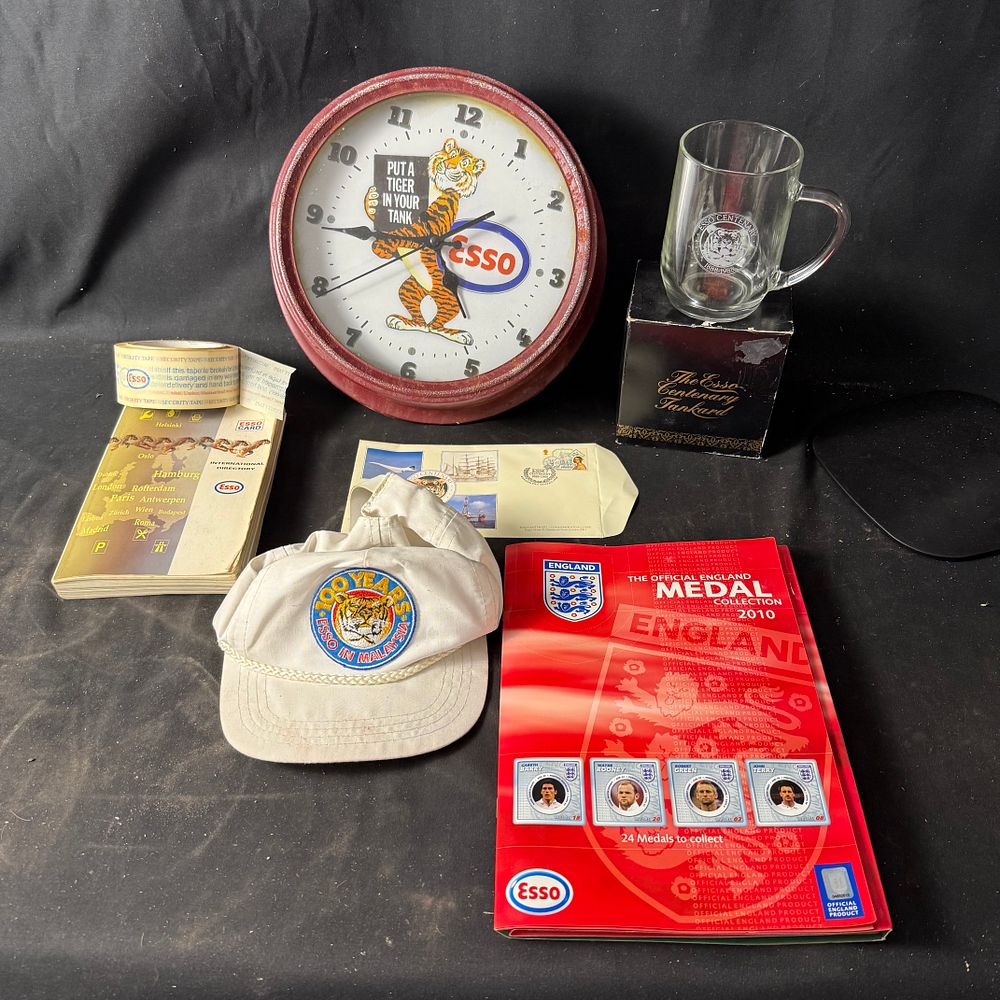 Lot 308: Esso clock and Promotional Memorabilia Collection Mixed Materials